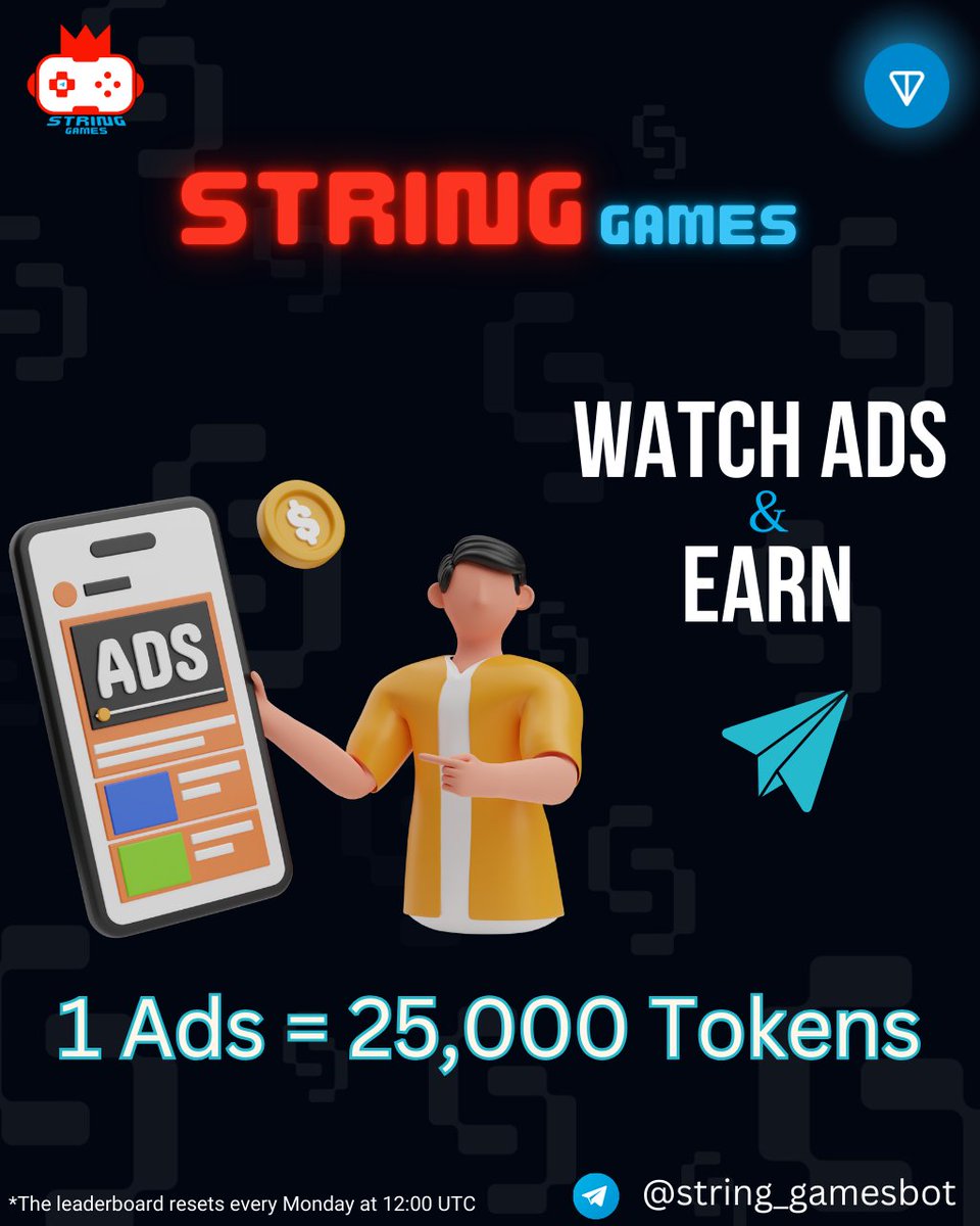 StringGames_TON's tweet image. 💥 Watch Ads & Stack Tokens! 💥
Now you can earn 25,000 tokens just for watching a single ad! 🎉
💸 250,000 Tokens = $0.025
👉 t.me/string_gamesbot
💡Ready to earn? Hit play, kick back, and let the tokens roll in! 🎮
#StringGame #AdBoost #TokenTime #Watch&Earn #CryptoFun