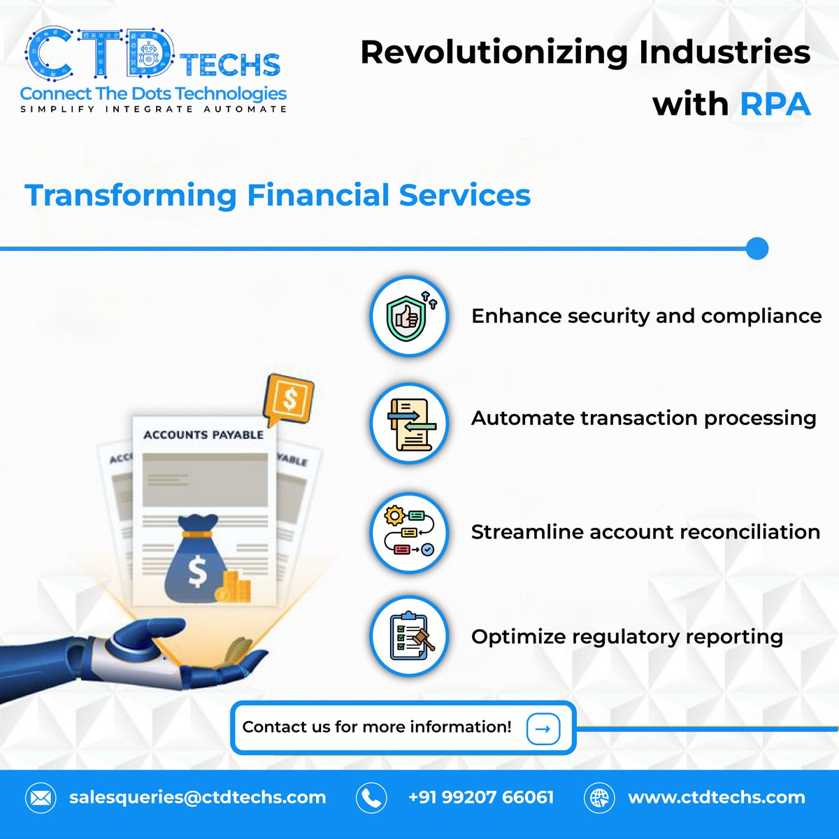 Ganeshspillai's tweet image. Revolutionize Financial Services with RPA!
Boost security, automate transactions, and streamline your operations with cutting-edge automation solutions.

#RPATransformation
#FinancialAutomation #SecureOperations #EfficiencyUnlocked #TechInnovation