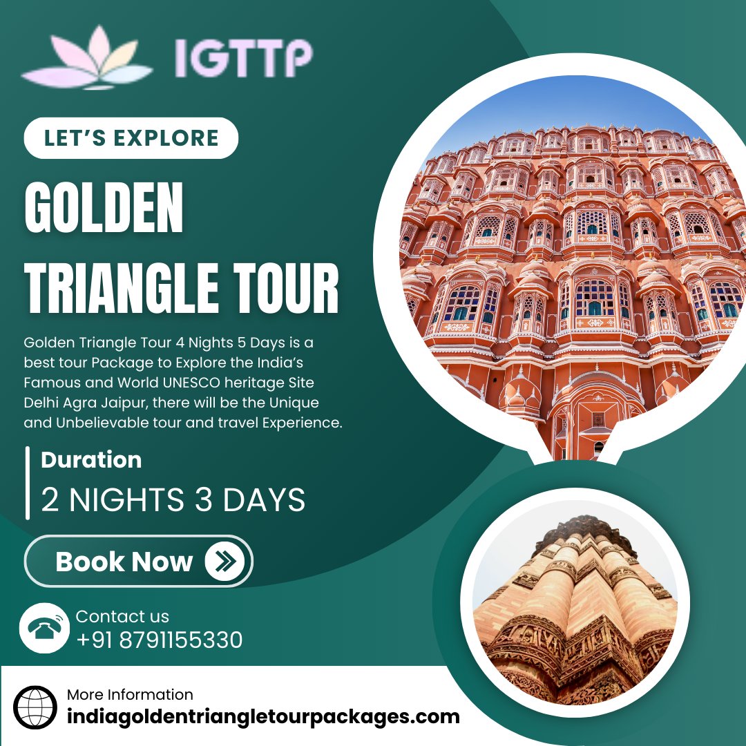 TourTriangle's tweet photo. Discover the heart of India on a 3-day Golden Triangle adventure! Explore Delhi's history, Agra's iconic Taj Mahal, and Jaipur's royal palaces in one unforgettable journey. 
#indiagoldentriangletourpackages #GoldenTriangle #goldentriangletours #delhiagrajaipurtour #indiatourism https://t.co/4GPfjeryxj
