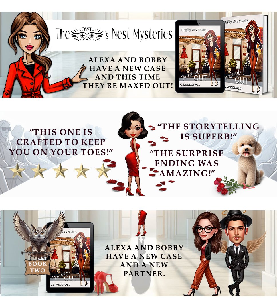 CSMcDonald7's tweet image. Alexa Owl &amp;amp; Det Bobby Starr are back to solve another long-ago murder and this time they&apos;ve got company--and Maxie&apos;s no angel!    
🦉Owl&apos;s Nest Mysteries🦉
MAXED OUT &amp;gt;&amp;gt; amzn.to/3ed7rkR  
So fun on #audiobook: adbl.co/3j1DGo5 #mustreadbooks #booktoread 📚
