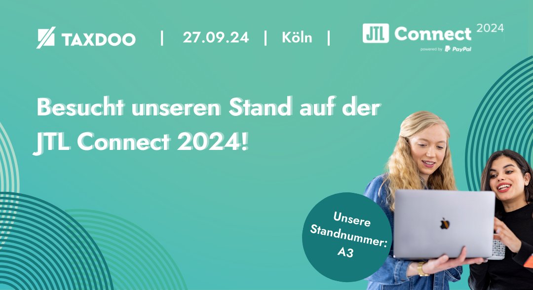 Ihr sucht noch nach einer #Lösung für eure E-Commerce-Buchhaltung? 🤔

Dann besucht unseren Stand A3 bei der JTL Connect in Köln! 
Unsere #Experten warten auf euch vor Ort, um euch zu zeigen, wie ihr #Buchhaltung und #Umsatzsteuer im Onlinehandel meistert. 💻🤩
