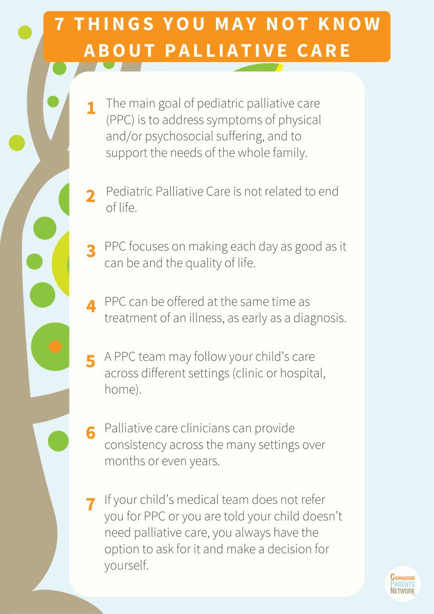 RARE Revolution Magazine (@rarerevolutionm) on Twitter photo A referral to #palliativecare does NOT mean "the team thinks my child is going to die soon." Palliative care is for all the life following diagnosis. #pedpc
<a href="/CourageousCPN/">Courageous Parents Network</a> A referral to #palliativecare does NOT mean "the team thinks my child is going to die soon." Palliative care is for all the life following diagnosis. #pedpc
<a href="/CourageousCPN/">Courageous Parents Network</a>
