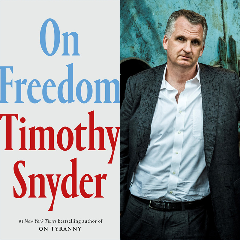 Yale Jackson School (@jacksonyale) on Twitter photo On Monday, Sept. 23, <a href="/yalelibrary/">Yale University Library</a> will host a discussion with <a href="/Yale/">Yale University</a> professor <a href="/TimothyDSnyder/">Timothy Snyder</a>, who will present his upcoming book about American political philosophy, āOn Freedom."
More: jackson.yale.edu/jackson-events⦠On Monday, Sept. 23, <a href="/yalelibrary/">Yale University Library</a> will host a discussion with <a href="/Yale/">Yale University</a> professor <a href="/TimothyDSnyder/">Timothy Snyder</a>, who will present his upcoming book about American political philosophy, āOn Freedom."
More: jackson.yale.edu/jackson-eventsā¦