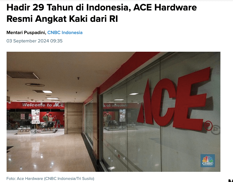 senenjayamall's tweet photo. 29 tahun beroperasi, AC* Hardware "ikutan" hengkang dari Indonesia.

Padahal tahun kemaren baru aja mencatatkan laba bersih Rp763 Milyar.

Apa yg terjadi sampe-sampe ritel peralatan rumah tangga ini pergi dari RI?