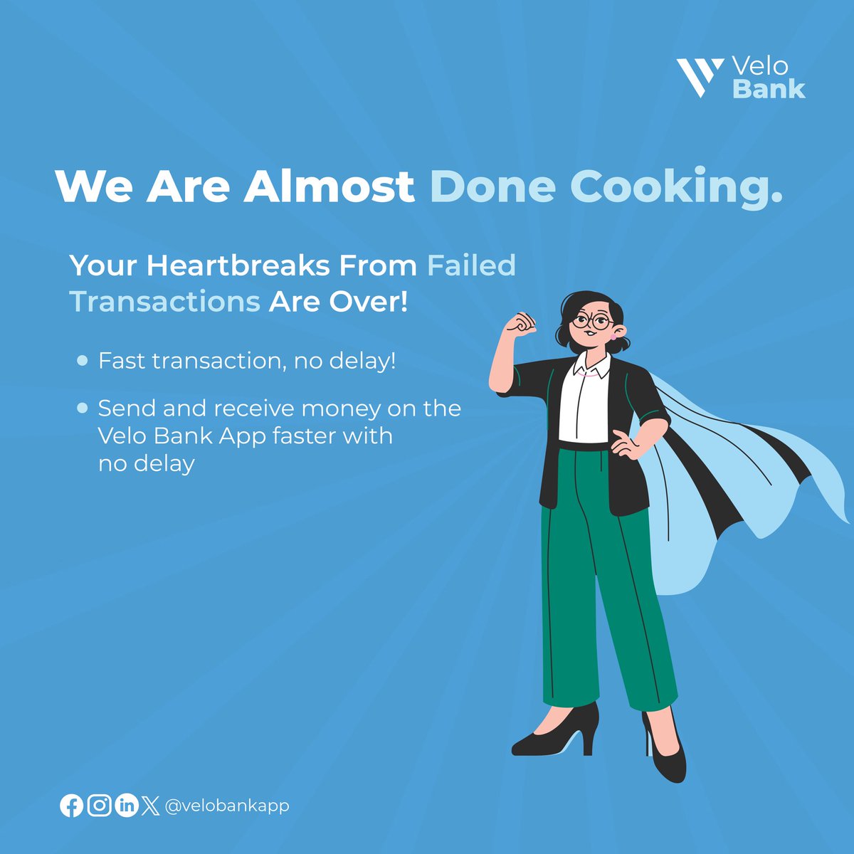velobankapp's tweet photo. Almost there! No more failed transactions. Experience swift, seamless payments and a new way to bank with Velobank! #veloappiscoming

#VeloApp #SeamlessTransfers #DigitalBanking #GISELLE #EffortlessBanking  #VeloBank #LCDLFMX  #digitalbanking #banking https://t.co/3RR1rQW7We