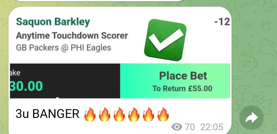 TwoLooney's tweet photo. 🏈 Anytime TD Recap ‼️ 🏈

3u HILL -126 ✅️✅️
3u JEFFERSON +120 ✅️✅️
3u HALL +110 ✅️✅️
3u BARKLEY -120 ✅️✅️
3u COOK ❌️
3u LAMB ❌️ 

https://t.co/n9ZqqG9zFU

JOIN NOW ⬆️

THAT'S  📈 +5.76u 📈‼️

#GamblingX #GamblingTwitter #Gamblingplatform #NFL #Pickscitymafia https://t.co/XVicu6yFtl
