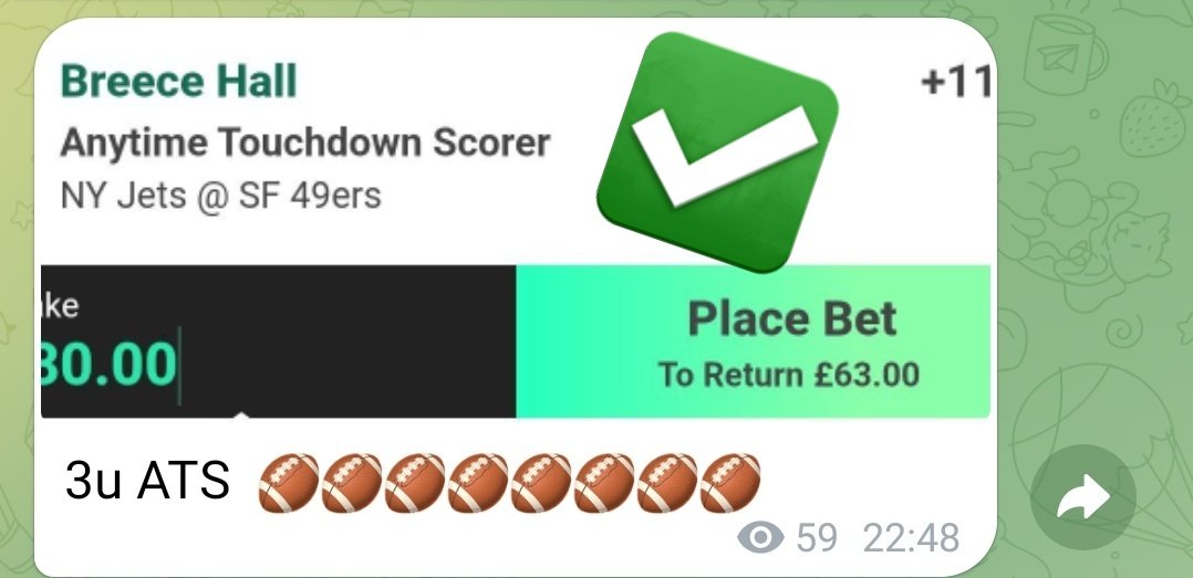 TwoLooney's tweet photo. 🏈 Anytime TD Recap ‼️ 🏈

3u HILL -126 ✅️✅️
3u JEFFERSON +120 ✅️✅️
3u HALL +110 ✅️✅️
3u BARKLEY -120 ✅️✅️
3u COOK ❌️
3u LAMB ❌️ 

https://t.co/n9ZqqG9zFU

JOIN NOW ⬆️

THAT'S  📈 +5.76u 📈‼️

#GamblingX #GamblingTwitter #Gamblingplatform #NFL #Pickscitymafia https://t.co/XVicu6yFtl