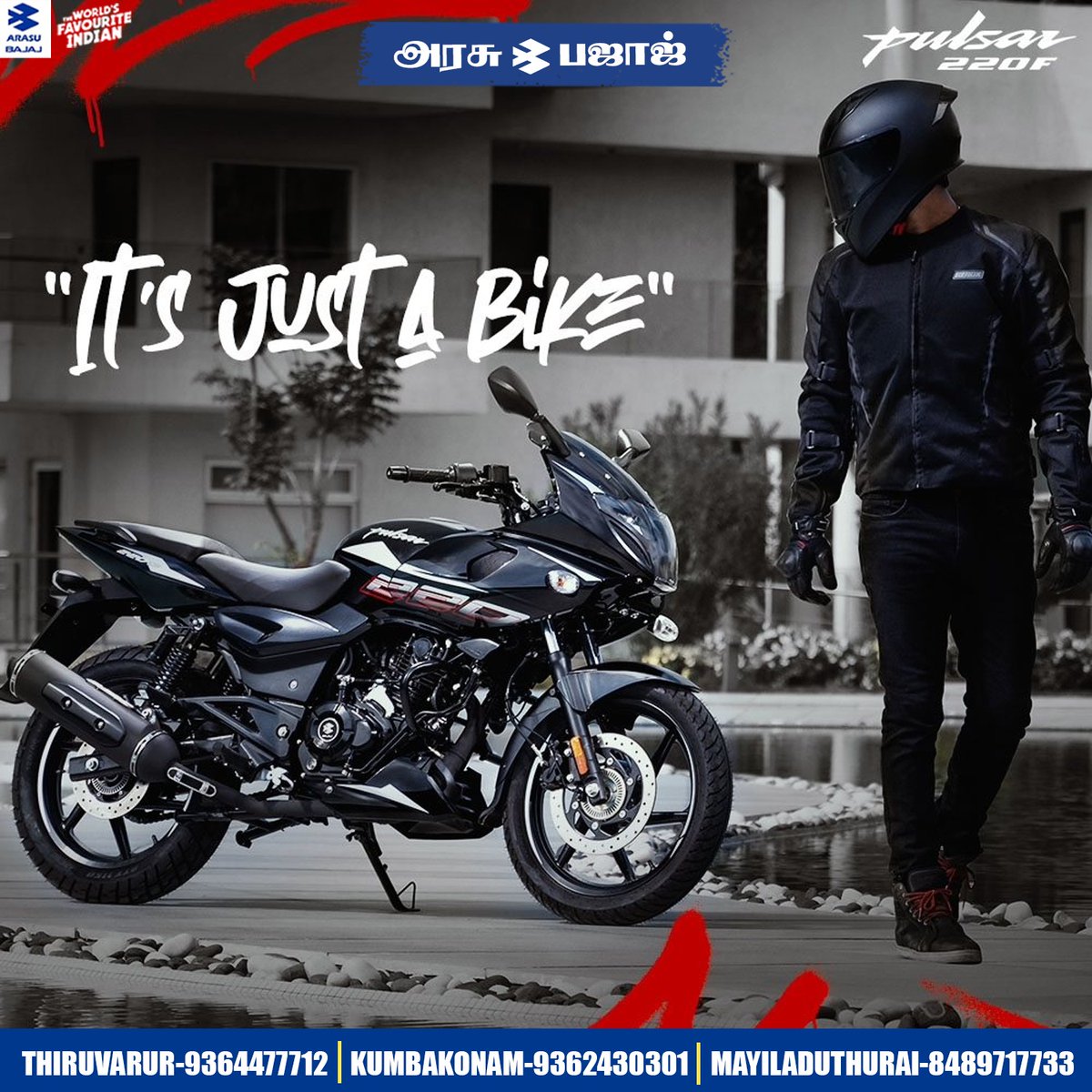 arasu_bajaj's tweet image. Channeling classic elegance in black and white alongside the Pulsar 220F Arasu Bajaj.
#pulsar220f

The World&apos;s Favourite Indian
Arasu Bajaj
Thiruvarur, Kumbakonam, Mayiladuthurai.
Contact:
Thiruvarur 9364477712.
Kumbakonam 9362430301.
Mayiladuthurai 8489717733.

#ArasuBajaj
