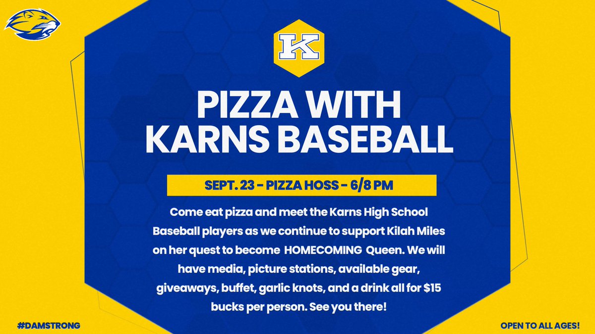 Come join us at Pizza Hoss, September 23 🍕