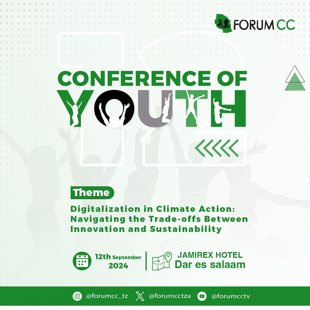 Forumcctza's tweet photo. Join us on live discussion for youth conference on Navigating the Trade-offs Between Innovation and Sustainability. The session will take place on 12th September 2024 starting from 08:00 AM to 4:30 PM EAT.
Secure your Spot Now, Don't miss.
@ActionaidTz @HUDEFO https://t.co/s27WXudzS4