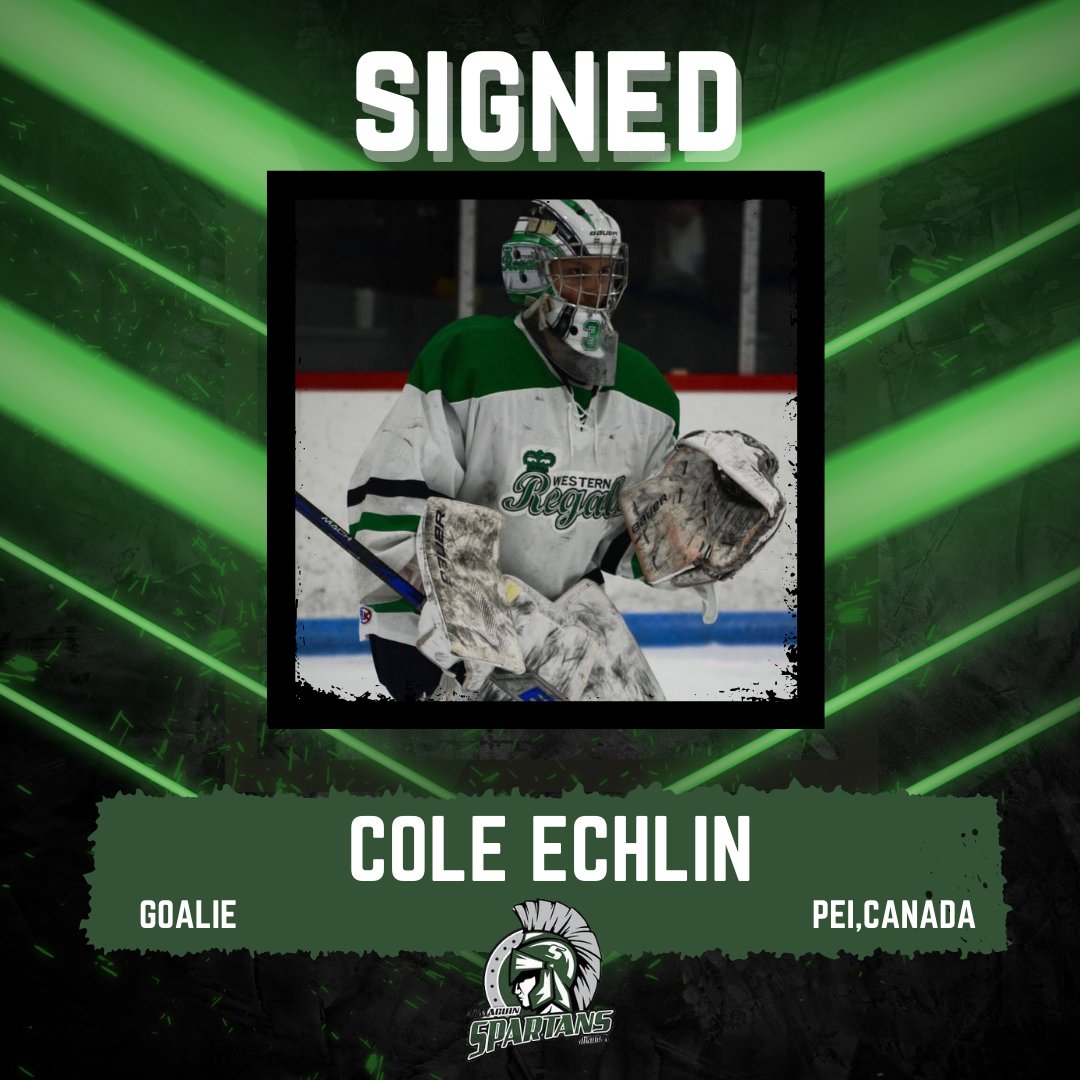 Spartans Add Talented Young Goaltender!!!

The Spartans are excited to announce the signing of Cole Echlin (2006) from Summerside, PEI. Cole joins the Spartans from the Alberton Regals U18 AAA. Last season Cole won the lowest GAA award in the PEI U18 AAA league with a 2.68 GAA.