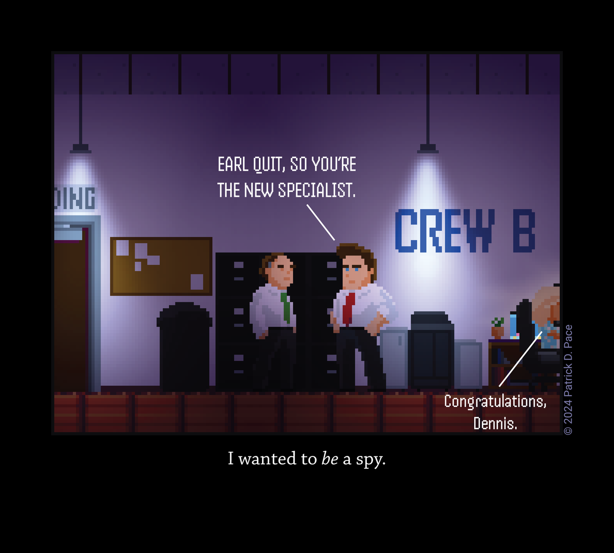 patrickdpace's tweet photo. I've started a webcomic called Should You Choose To Accept It. Here's Chapter 1.

And, I created a separate account and posted the same chapter on it, but posting here will fit better with my scruples, so subsequent chapters will be here.

#webcomic #Pixelart https://t.co/fFongvhxHt