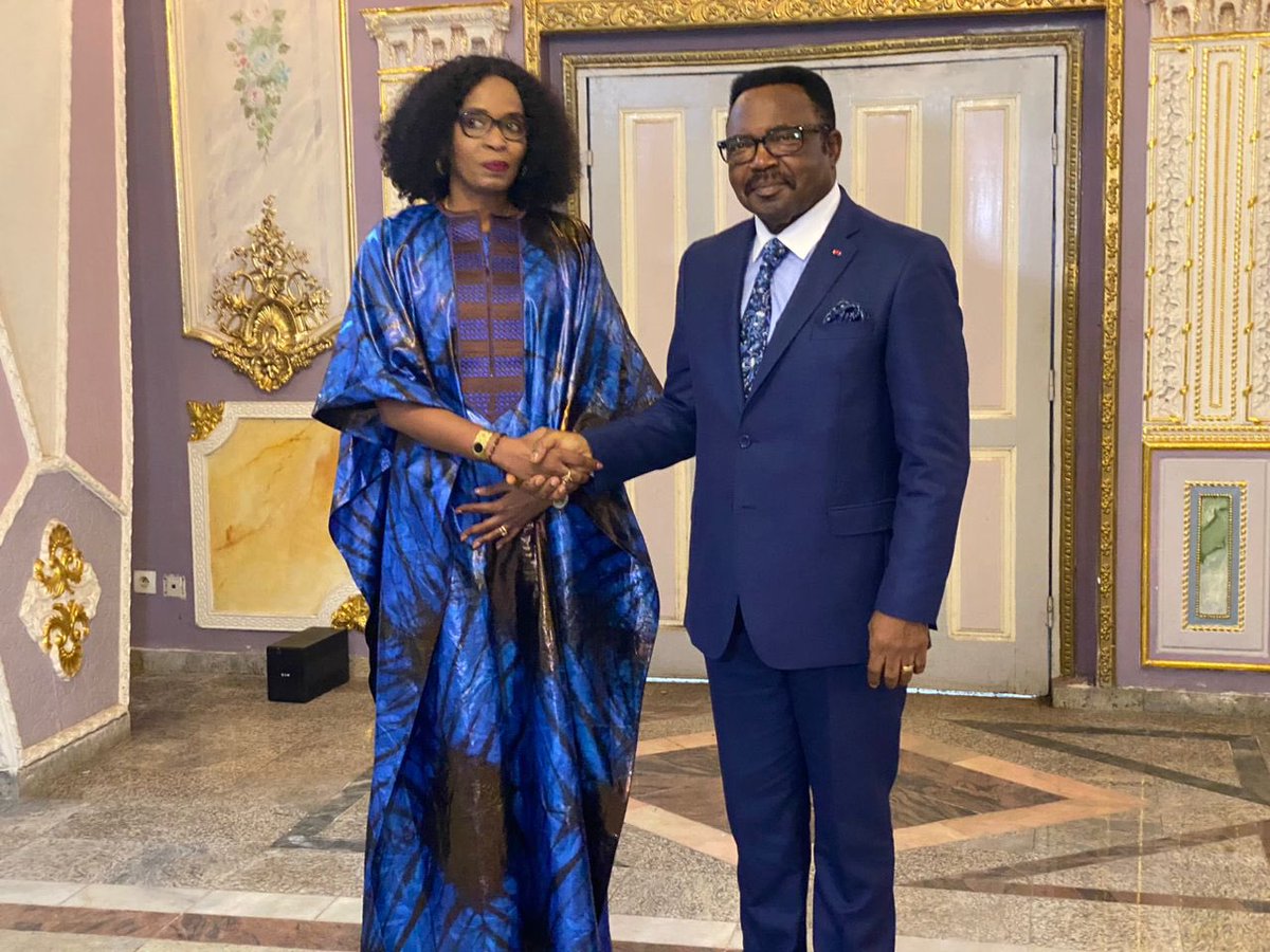 RefugeesCmr's tweet photo. Strengthening Partnerships!

Today @yvettemuhi, new Rep for UNHCR in🇨🇲presented her credentials to H.E Minister Delegate of @diplocam_minrex as commitment to continue supporting forcibly displaced &amp; stateless persons and aligning with Cameroon’s #NDS2030

#StandWithRefugees https://t.co/C4Ir21LwEr