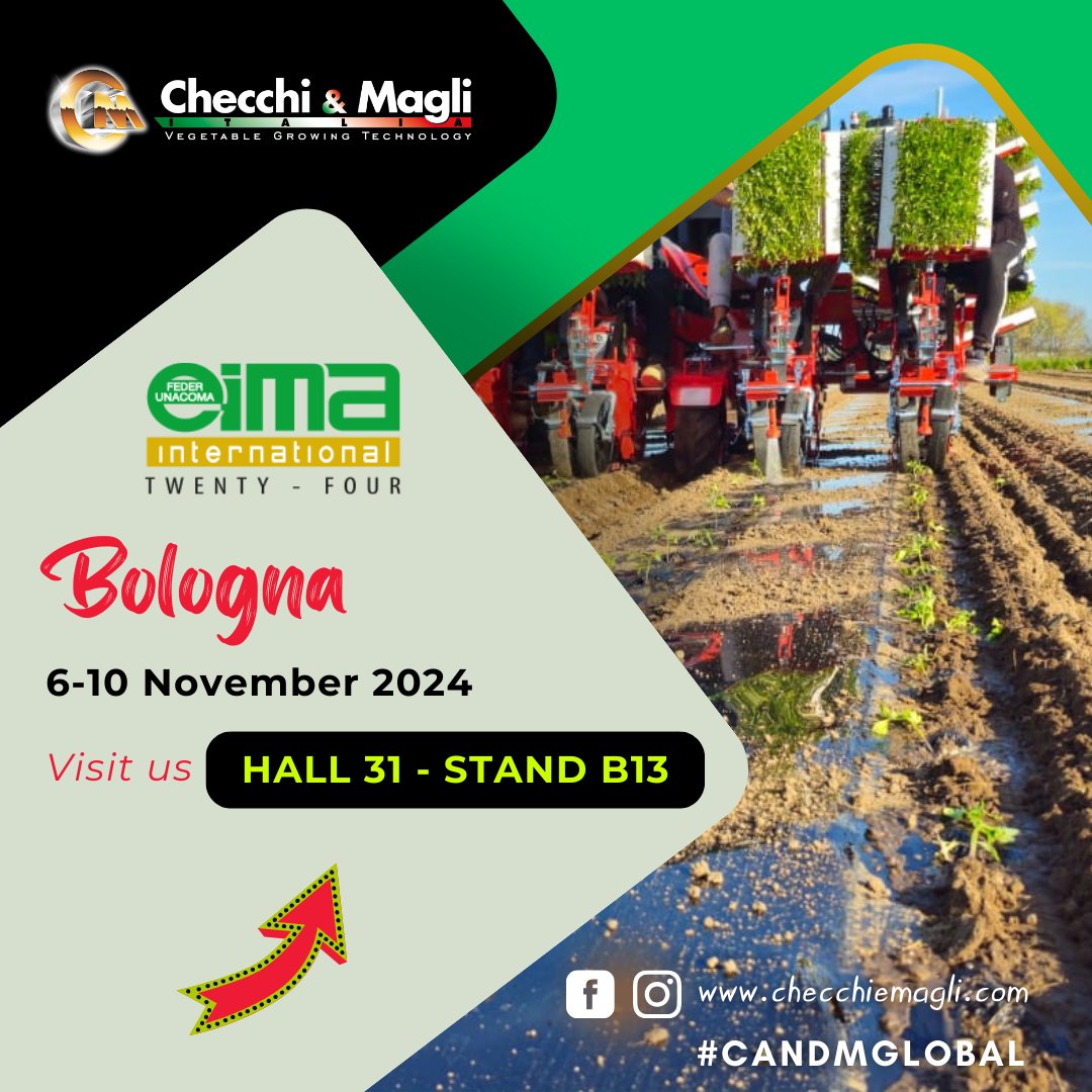 - 2️⃣ months to #EIMA 2024 by <a href="/FederUnacoma/">FederUnacoma</a> 

Take notes 👇

📍 Hall 31 - Stand B13

🗓 November 6-10, Bologna

🤝 Visit us for some C&amp;M 🅽🅴🆆🆂

#checchiemagli #1transplanters
#eima2024 #GlobalExperience