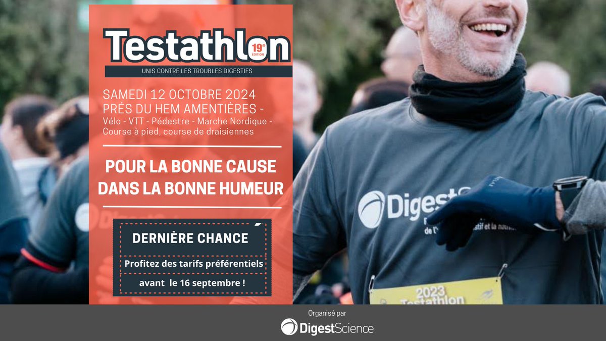 digestscience's tweet image. TESTATHLON Armentières :  15 € et 8 € sont valables jusqu’au 16 sept 2024. Après cette date, ils se transforment en citrouilles et passent à 17 € pour vélo/VTT et 10 € pour randos pédestres et courses à pied. 🏃‍♂️🚴‍♀️ testathlon.com #vtt #velo #randonneepedestre #running