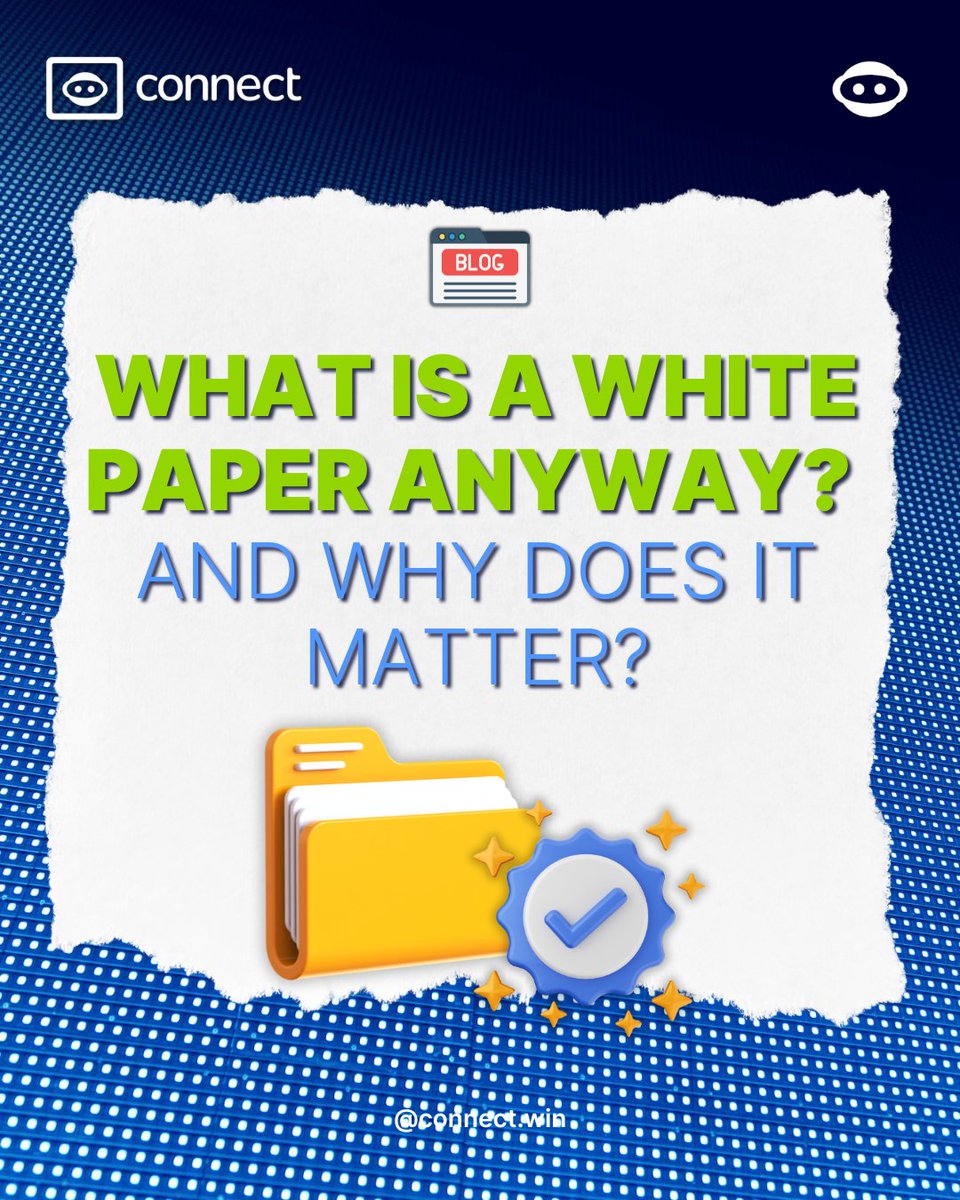 connect_win's tweet image. Ever wondered what the buzz around #WhitePapers is all about? 📄💡 They’re not just documents—they’re the heart and soul of #BlockchainProjects, where vision and #Tech come together to shape an exciting future! 🌟 Visit the Connect Medium to learn more! ➡️ medium.com/@connect.win