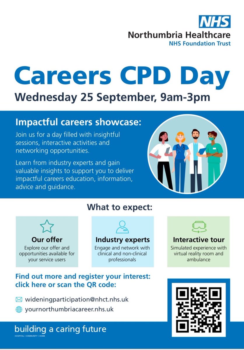 #CPD opportunity for careers and work based learning practitioners working across #NorthTyneside and #Northumberland. Find out about #careers and #workbasedlearning opportunities <a href="/NorthumbriaNHS/">NorthumbriaNHS</a> 
Full agenda and sign up info below:

eventbrite.com/e/northumbria-…