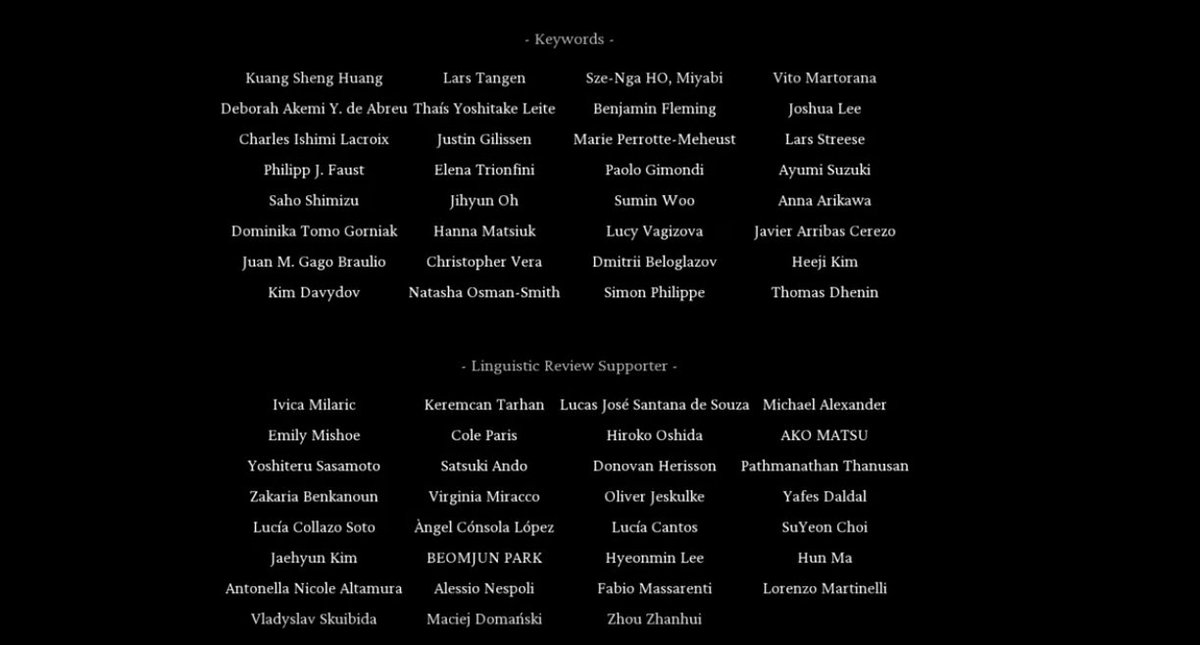 Now that more high-quality versions of the credit roll are available, here are all the people credited for the localizations of Black Myth: Wukong. If any contributor is still missing, please let us know!
Source: youtube.com/watch?v=-U8EkW…