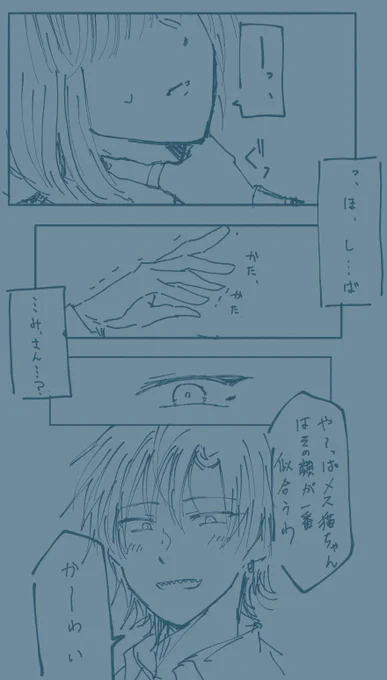 正確には怖いはずなのに必死に縋るような目をして、危害を加えてる自分に助けを求めてくるのが
ここまでされても「俺を頼るところ」が、可愛い…なんだけど
そこまでは言語化してくれないバミィ

ちょっとだけバイオレンス注意 