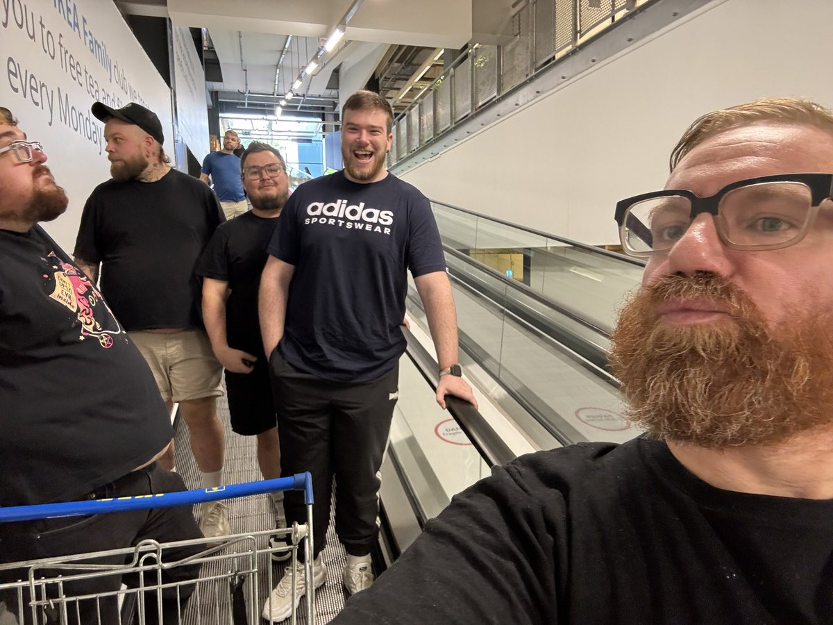 ginger_fox's tweet image. When you try to get a boy band pose in ikea with @DefoNotJoshh, @InkyCub @CubzeroXx &amp;amp; @Pup_Lando instead I look like the Hawk Tuah girl about to spit on that thing!