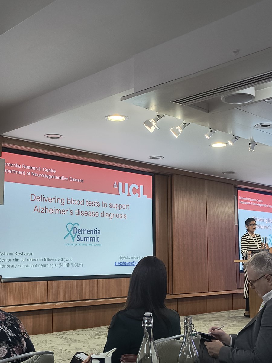 We have learnt so much from the presentations today at the <a href="/dementia_summit/">dementiasummit</a> at <a href="/TheKingsFund/">The King's Fund</a> .
Thank you to Dr <a href="/AshviniKeshavan/">Ashvini Keshavan</a> for sharing the exciting progress happening to create a blood test which could quickly and accurately diagnose Alzheimer's disease.🧵1/3