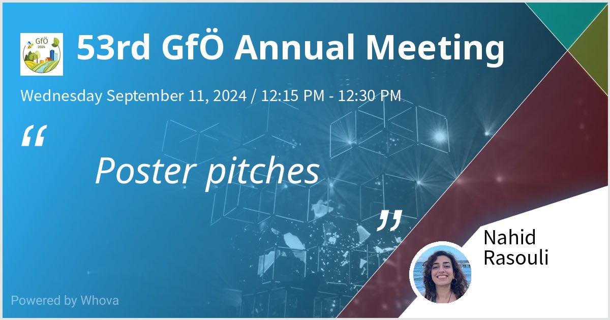 I am giving a pitch at 53rd GfÖ Annual Meeting. Please check out my poster if you're attending the event!  - via #Whova event app