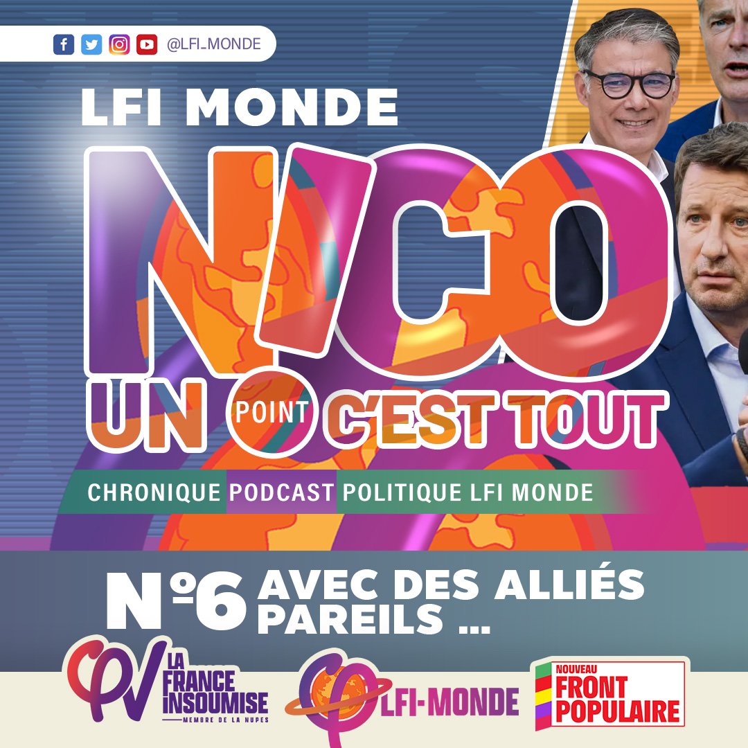 LFIMonde's tweet photo. Retrouvez le Podcast #NicoUnPointCestTout sur #lfimonde Déjà plus de 600 écoutes 😉👇
https://t.co/dsg2KGv3cE https://t.co/eKFt1UZ2aj