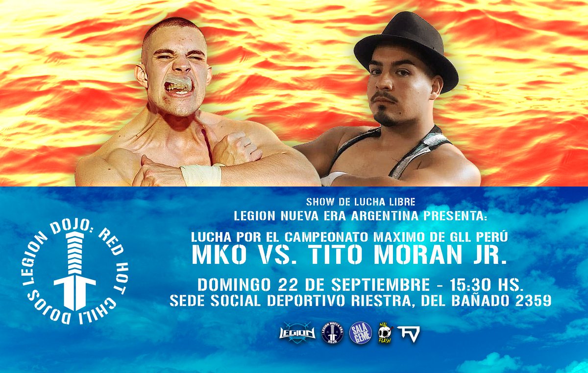 NuevaEraArg's tweet photo. 🌶 #MasterCatch invade al #DOJO.

🇦🇷🇵🇪 El Campeón Generaxion de @GLLPeru, #TitoMoranJr llega a la escuela de la nueva era para enfrentarse y defender su título ante #MKO.

💪 ¿Tendremos nuevo campeón el 22 de #Septiembre?

🎟 Entradas: $3000 (Anticipadas), $4000 en puerta. https://t.co/aC2qlDi93H