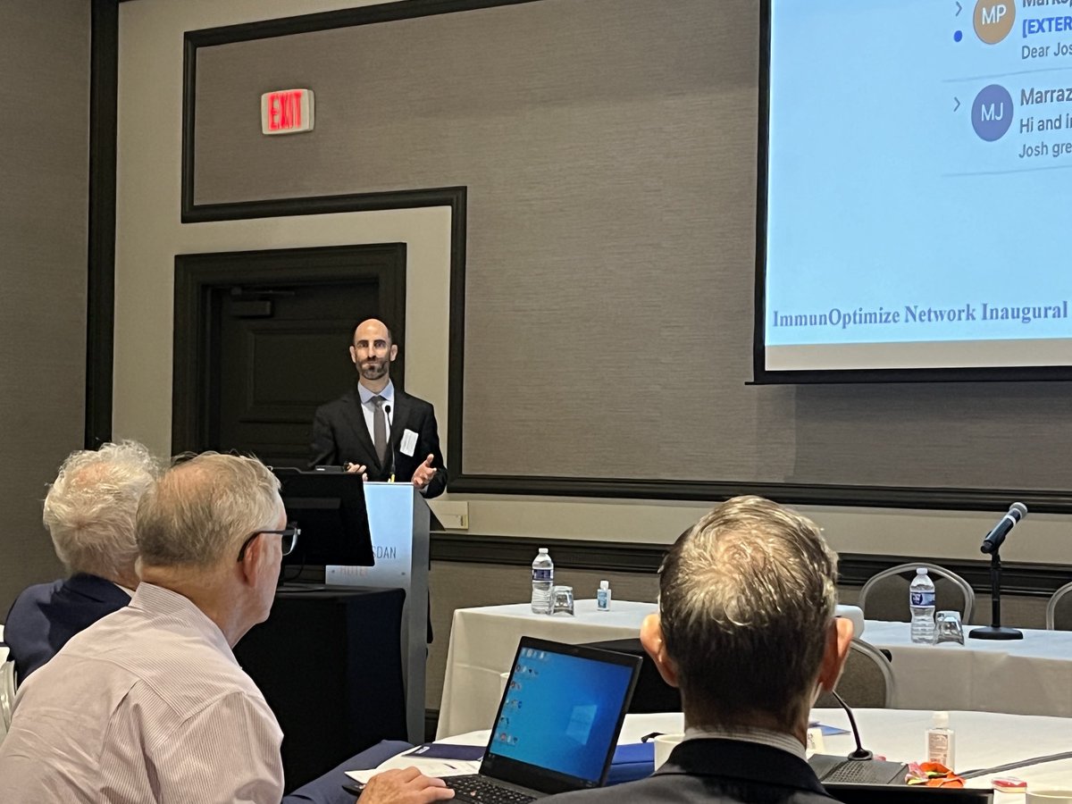 EladSharonMD's tweet photo. #JoshHill from @fredhutch opens the inaugural meeting of the #ImmunOptimizeNetwork! Developing new ways to protect patients with weakened immune systems (up to 6% of the population)… https://t.co/WjnJcO16xg