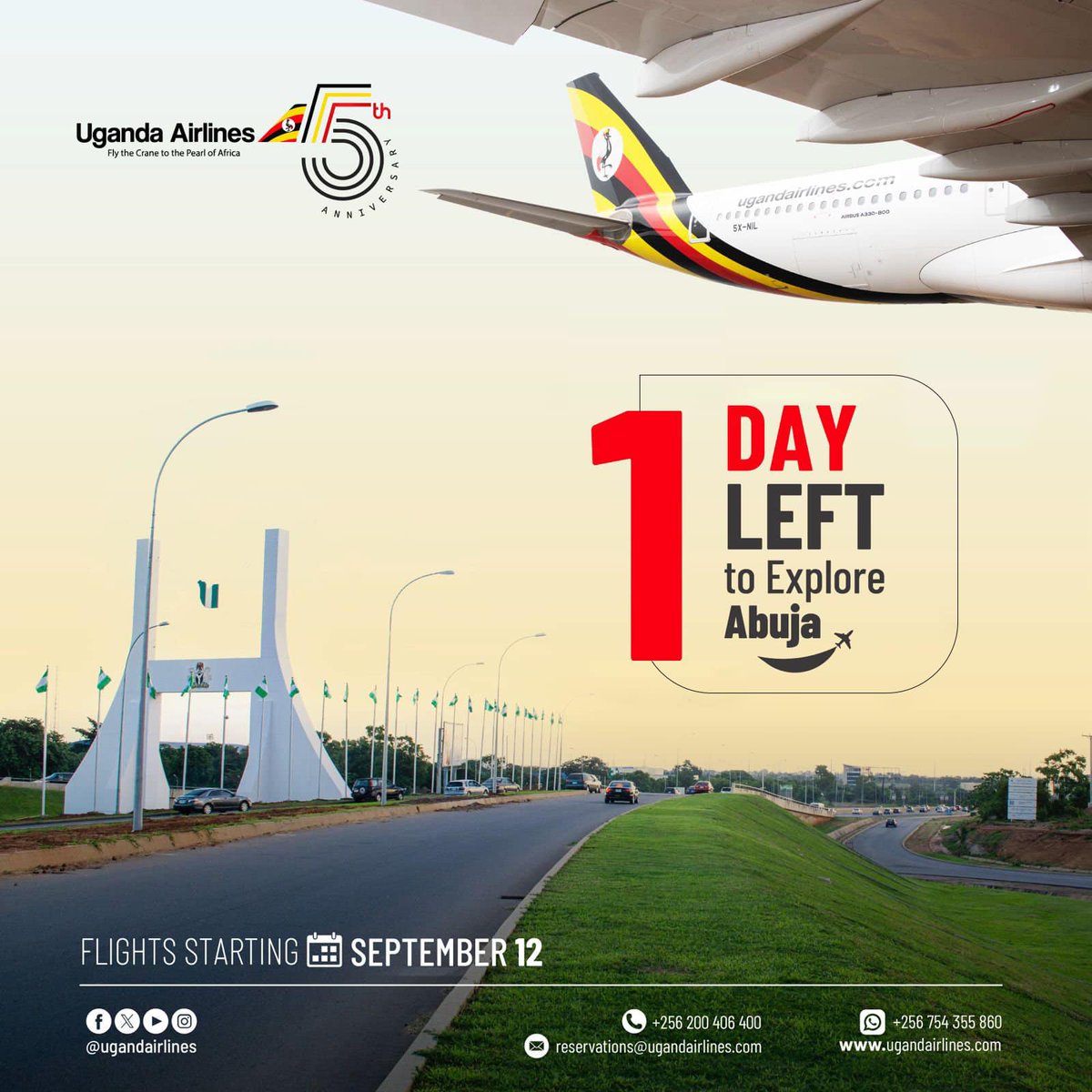 Uganda Explores (@ugandaexplores) on Twitter photo What is really stopping you from exploring Kampala and Uganda at large .
<a href="/UG_Airlines/">Uganda Airlines</a> is so ready with more than one flight to Abuja starting this 12th September.
You can as well book flights via their website or mobile App
ugandairlines.com/destinations/d…
#abuja #FlyUgandaAirlines What is really stopping you from exploring Kampala and Uganda at large .
<a href="/UG_Airlines/">Uganda Airlines</a> is so ready with more than one flight to Abuja starting this 12th September.
You can as well book flights via their website or mobile App
ugandairlines.com/destinations/d…
#abuja #FlyUgandaAirlines