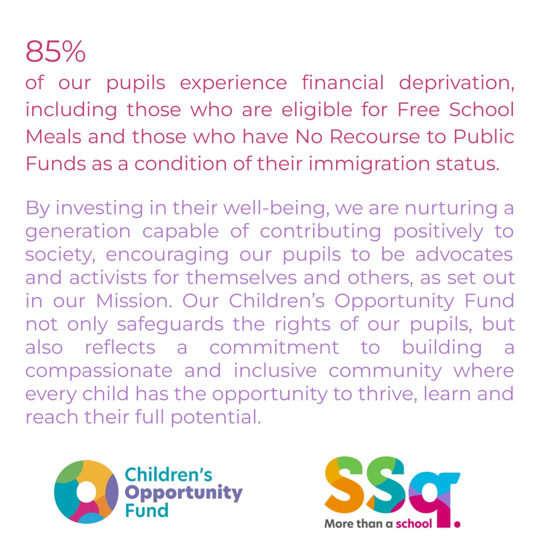 SurreySqSchool's tweet photo. 📣Can you help our amazing children reach their full potential? 
If you would like to contribute to our Children’s Opportunity Fund then please do so via our website 📣 https://t.co/nEzqwYswJf
Please share 🙏🏼
#childrensopportunities #health #education #equity https://t.co/SCYkTYk90O