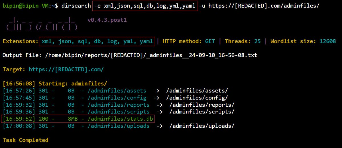win3zz's tweet photo. dirsearch is a fantastic tool, just you have to configure it with the right options. Sometimes, you need to be a bit aggressive/ruthless with the server. 
I found a sensitive file on a server that wasn't detected by a standard dirsearch scan.
Have you had a similar experience? https://t.co/QQ7aZh5jqy