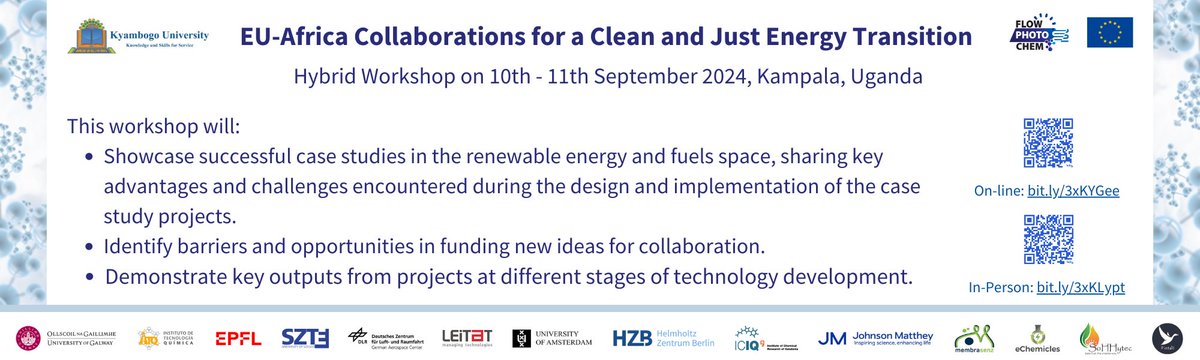 FlowPhotoChem.eu (@flowphotochem) on Twitter photo Day One of our Innovation Workshop in #Uganda is happening now! Thanks to our host <a href="/JustusMasa/">Justus Masa</a> at <a href="/kyambogou/">KYAMBOGO UNIVERSITY</a> and the speakers thus far.
Tomorrow, <a href="/flowphotochem/">FlowPhotoChem.eu</a> partners <a href="/echemicles/">eChemicles</a> <a href="/Johnson_Matthey/">Johnson Matthey</a> <a href="/sohhytec/">SoHHytec</a> and <a href="/DLR_en/">DLR - English</a> will present.
<a href="/leapRE_EU/">LEAP-RE</a> <a href="/RyanInstitute/">Ryan Institute @ University of Galway</a> <a href="/Chem_light/">ChemLight</a> Day One of our Innovation Workshop in #Uganda is happening now! Thanks to our host <a href="/JustusMasa/">Justus Masa</a> at <a href="/kyambogou/">KYAMBOGO UNIVERSITY</a> and the speakers thus far.
Tomorrow, <a href="/flowphotochem/">FlowPhotoChem.eu</a> partners <a href="/echemicles/">eChemicles</a> <a href="/Johnson_Matthey/">Johnson Matthey</a> <a href="/sohhytec/">SoHHytec</a> and <a href="/DLR_en/">DLR - English</a> will present.
<a href="/leapRE_EU/">LEAP-RE</a> <a href="/RyanInstitute/">Ryan Institute @ University of Galway</a> <a href="/Chem_light/">ChemLight</a>