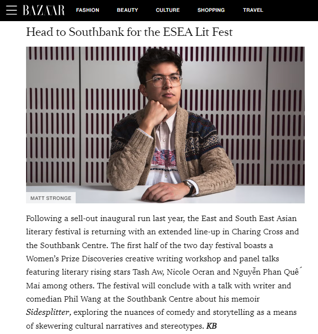 Maria Garbutt-Lucero (@mariagluc) on Twitter photo Do it. Harper's Bazaar said so!!
<a href="/PhilNWang/">Phil Wang // Insta: @wangpix</a> headlines ESEA Lit Fest at Southbank Centre Sunday 22 Sept 👀 in conversation with <a href="/misszing/">Zing Tsjeng</a> about comedy, storytelling and skewering cultural narratives and stereotypes
harpersbazaar.com/uk/culture/g20… <a href="/eseapn/">ESEA Publishing Network</a> <a href="/southbankcentre/">Southbank Centre</a> Do it. Harper's Bazaar said so!!
<a href="/PhilNWang/">Phil Wang // Insta: @wangpix</a> headlines ESEA Lit Fest at Southbank Centre Sunday 22 Sept 👀 in conversation with <a href="/misszing/">Zing Tsjeng</a> about comedy, storytelling and skewering cultural narratives and stereotypes
harpersbazaar.com/uk/culture/g20… <a href="/eseapn/">ESEA Publishing Network</a> <a href="/southbankcentre/">Southbank Centre</a>