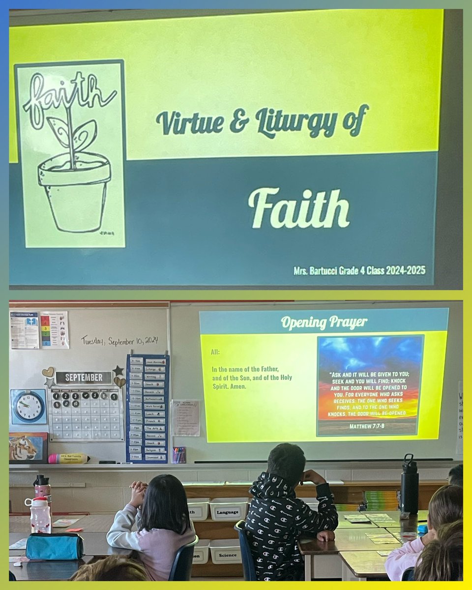 This morning, <a href="/A_Bartucci/">Athena Bartucci</a>’s class started their day with a beautiful liturgy focusing on our #Virtue of the month. #Faith <a href="/DPCDSBSchools/">Dufferin-Peel Catholic District School Board</a>