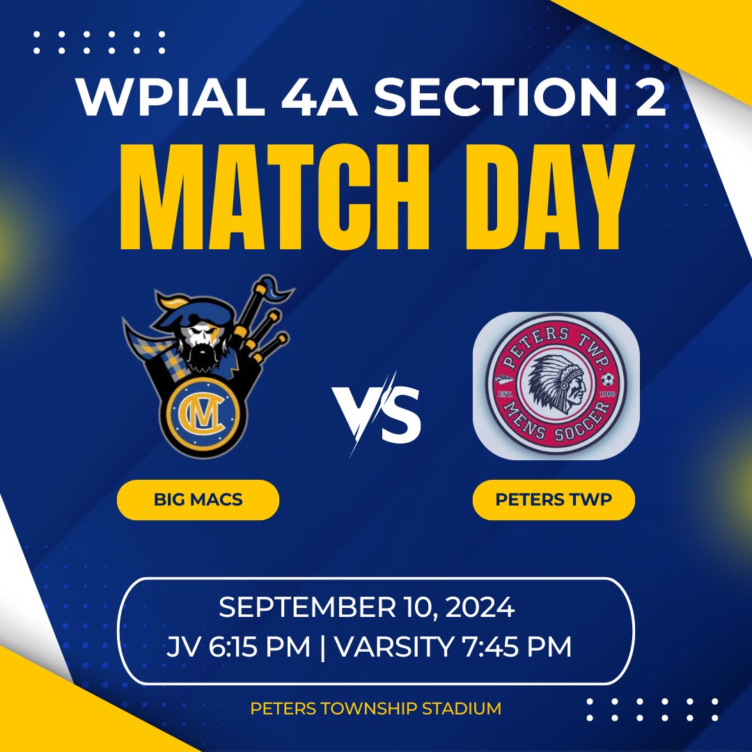 Canon Mac Soccer (@cmboyssoccer) on Twitter photo Big section matchup at Peters Twp!
⚽ Canon-McMillan @ Peters Twp
🗓️ September 10
🕜 6:15/7:45 PM
📍Peters Twp Stadium
<a href="/CMBoysSoccer/">Canon Mac Soccer</a> <a href="/PGVarsityXtra/">PG Varsity Xtra</a> <a href="/pghsoccernow/">Pittsburgh Soccer Now</a>
<a href="/PittsburghPG/">Pittsburgh Post-Gazette</a> <a href="/TribLiveHSSN/">TribLive HSSN</a> Big section matchup at Peters Twp!
⚽ Canon-McMillan @ Peters Twp
🗓️ September 10
🕜 6:15/7:45 PM
📍Peters Twp Stadium
<a href="/CMBoysSoccer/">Canon Mac Soccer</a> <a href="/PGVarsityXtra/">PG Varsity Xtra</a> <a href="/pghsoccernow/">Pittsburgh Soccer Now</a>
<a href="/PittsburghPG/">Pittsburgh Post-Gazette</a> <a href="/TribLiveHSSN/">TribLive HSSN</a>