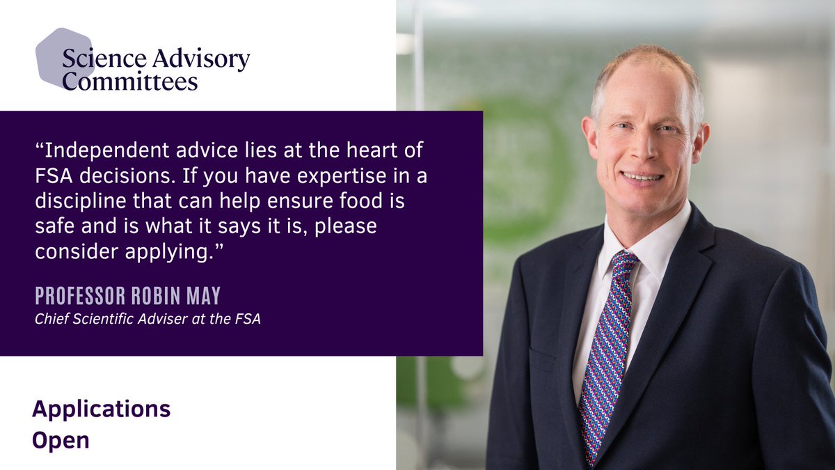 foodgov's tweet image. We are currently recruiting for new members for our independent Science Council and Science Advisory Committees. If you have a background in science or food safety, we would love to hear from you. To apply, check out our webpage: sac.food.gov.uk/Introduction%2… #FSAScience