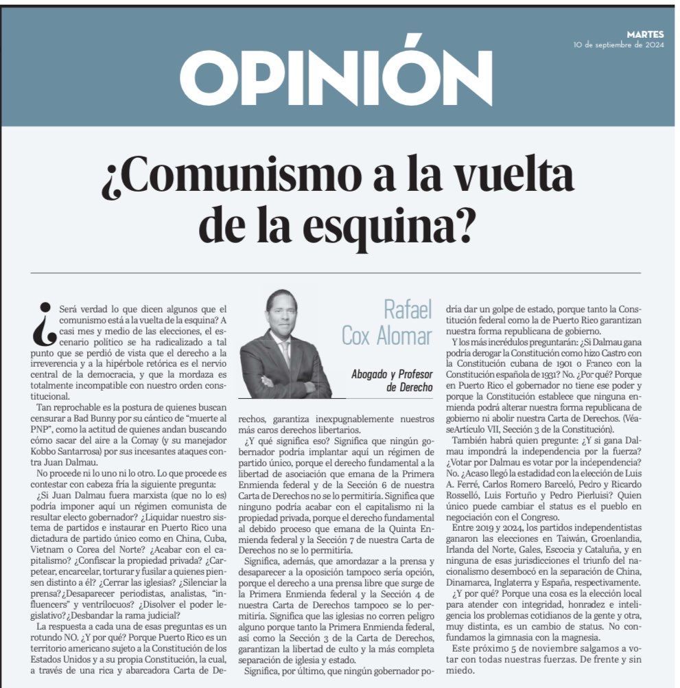 Juan Dalmau (@juandalmaupr) on Twitter photo Sobre el discurso del miedo 👀 El Sr. <a href="/rcoxalomar/">Rafael Cox Alomar</a> nos explica por qué los ataques de la oposición, son mentira. #PorPuertoRico #LaAlianzaVa Sobre el discurso del miedo 👀 El Sr. <a href="/rcoxalomar/">Rafael Cox Alomar</a> nos explica por qué los ataques de la oposición, son mentira. #PorPuertoRico #LaAlianzaVa
