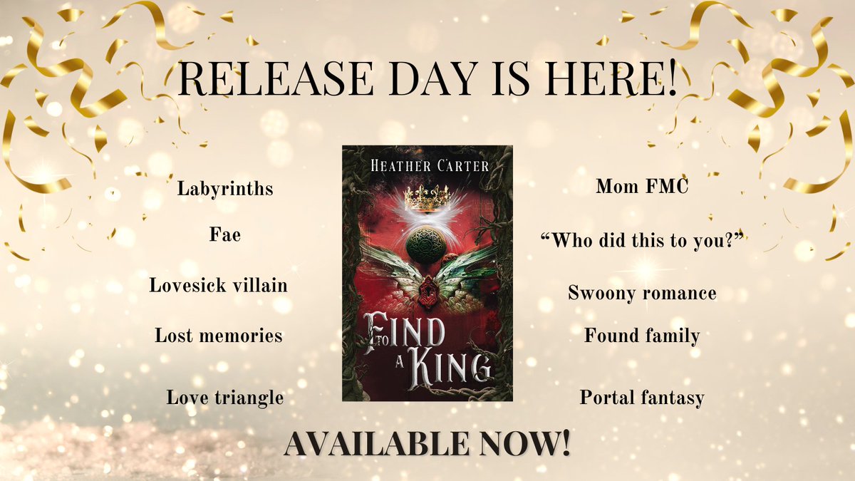 HLCarter_Author's tweet image. WAHOOOO!! Today is release day for To Find a King!
Available online where most books are sold (including Kindle Unlimited).
I'm going to celebrate with coffee, a nap, and some pumpkin cake with cream cheese frosting.
Thank you so much for your support. 💜
#BookTwitter #NewRelease
