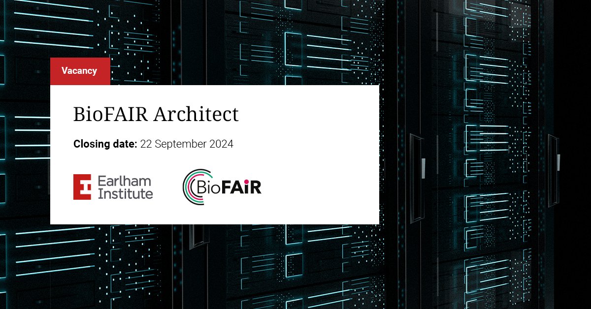 Earlham Institute (@earlhaminst) on Twitter photo Applications are open for an architect to provide key technical leadership to <a href="/BioFAIRUK/">BioFAIR UK</a>, including:
✅ Refining technical requirements
✅ Building a flexible, distributed infrastructure
✅ Ensuring community-led culture
Applications close: 22 September
okt.to/XnCGJK Applications are open for an architect to provide key technical leadership to <a href="/BioFAIRUK/">BioFAIR UK</a>, including:
✅ Refining technical requirements
✅ Building a flexible, distributed infrastructure
✅ Ensuring community-led culture
Applications close: 22 September
okt.to/XnCGJK