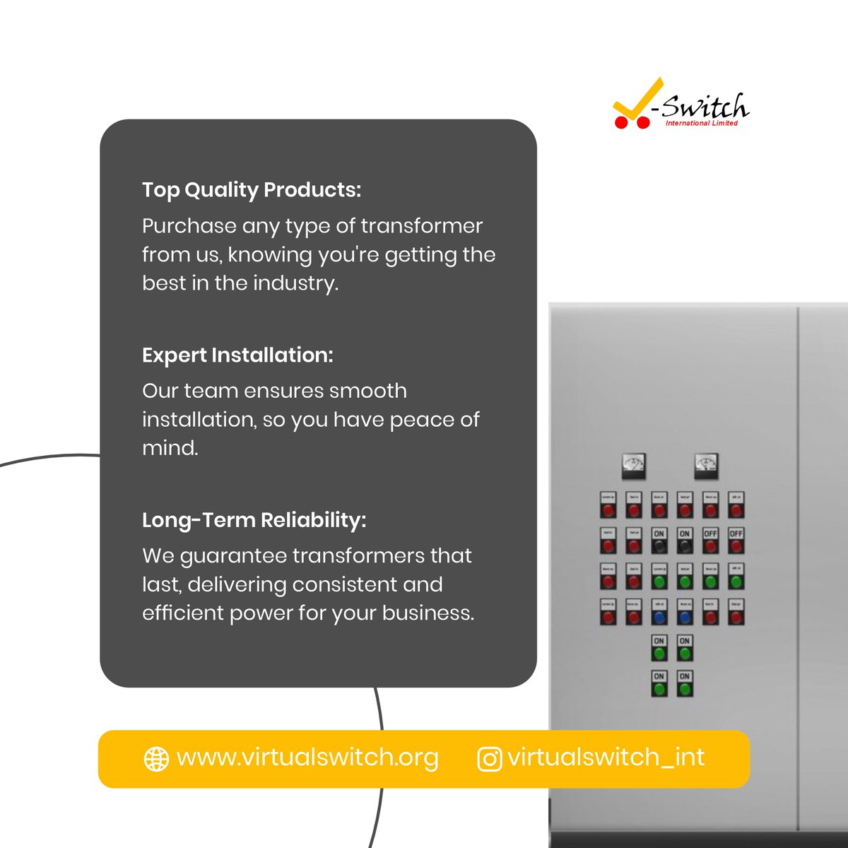 virtualswitchng's tweet image. Get peace of mind with our top-quality transformers and expert installation services. Trust us to keep your business running smoothly!  #TransformerSolutions #ReliablePower #VirtualSwitch #PowerExperts