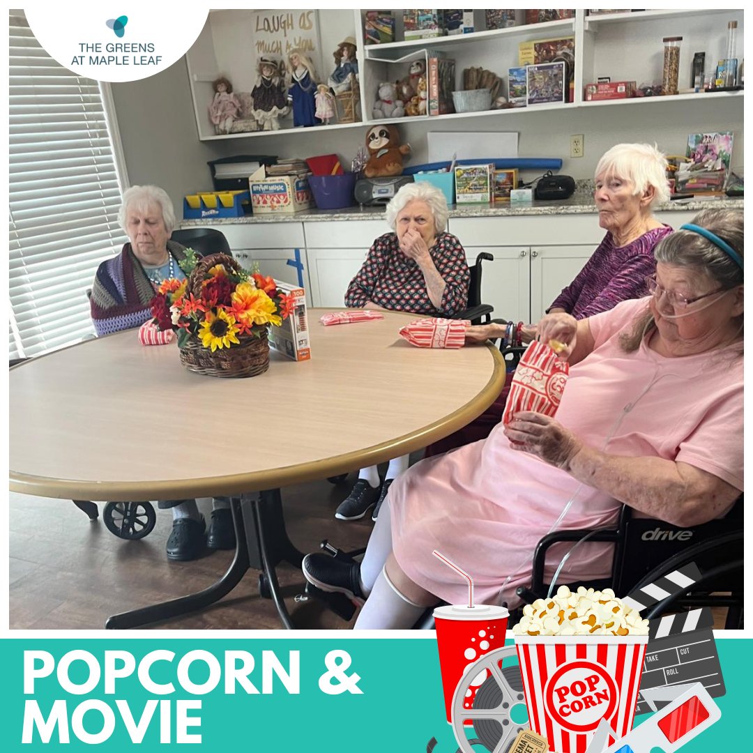 greens_leaf's tweet image. 🍿🎬 It&apos;s Popcorn &amp;amp; Movie time at The Greens at Maple Leaf! Our residents are kicking back, enjoying their favorite flicks, and munching on some tasty popcorn. Nothing beats a cozy movie day with friends! 🎥💚 #MovieTime #PopcornFun #TheGreensAtMapleLeaf