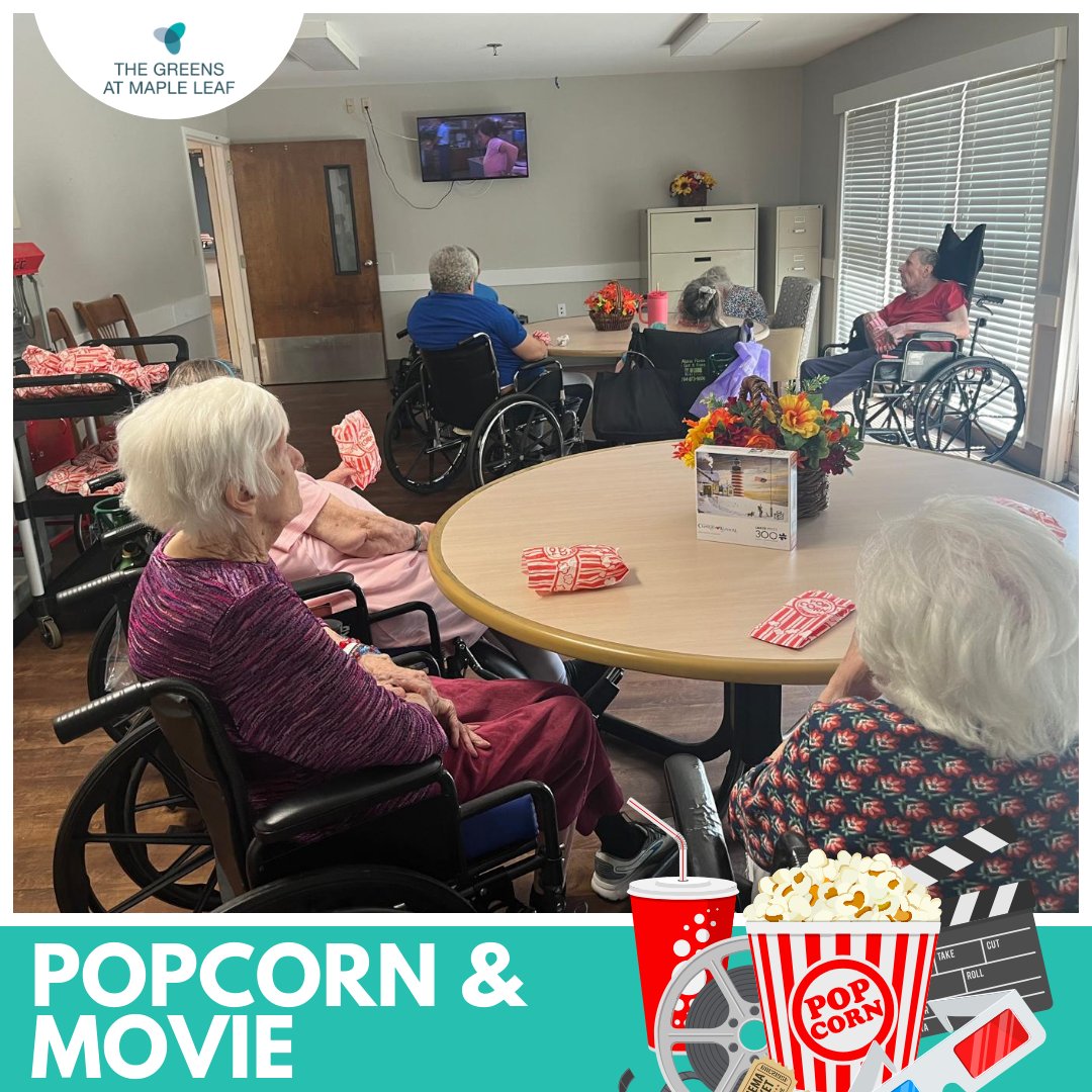 greens_leaf's tweet image. 🍿🎬 It&apos;s Popcorn &amp;amp; Movie time at The Greens at Maple Leaf! Our residents are kicking back, enjoying their favorite flicks, and munching on some tasty popcorn. Nothing beats a cozy movie day with friends! 🎥💚 #MovieTime #PopcornFun #TheGreensAtMapleLeaf