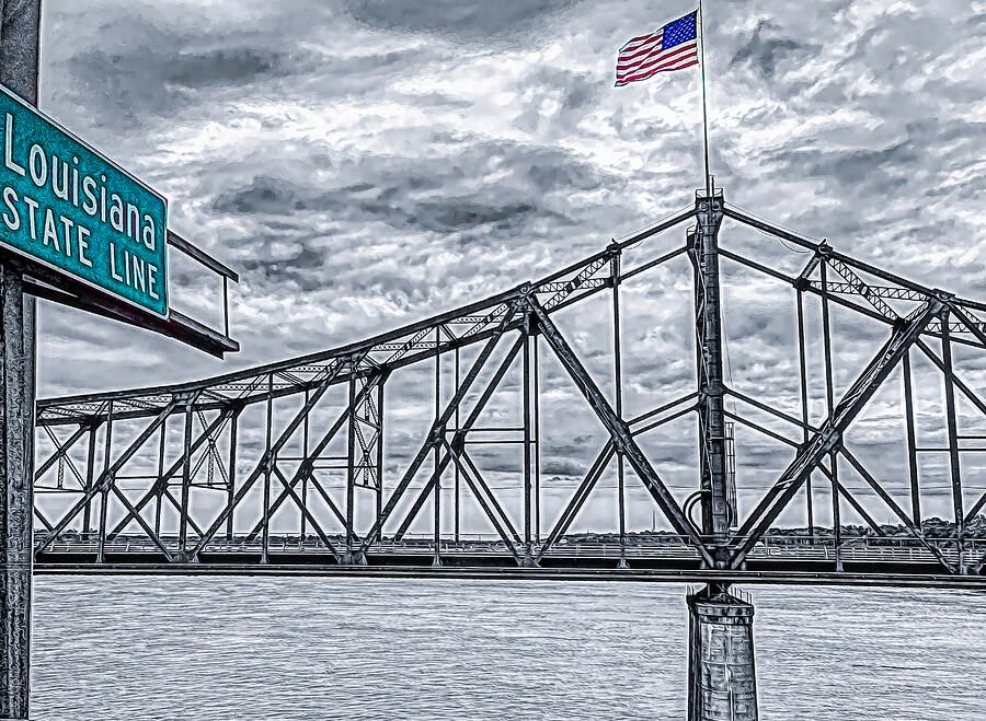 DebraMartz's tweet image. Old Mississippi Bridge at Vicksburg by Debra Martz

 debra-martz.pixels.com/featured/old-m… 

#blackandwhite #selectiveColor #bridge #americanflag #Louisiana #StateLine #monochrome #PhotoArt #BuyIntoArt