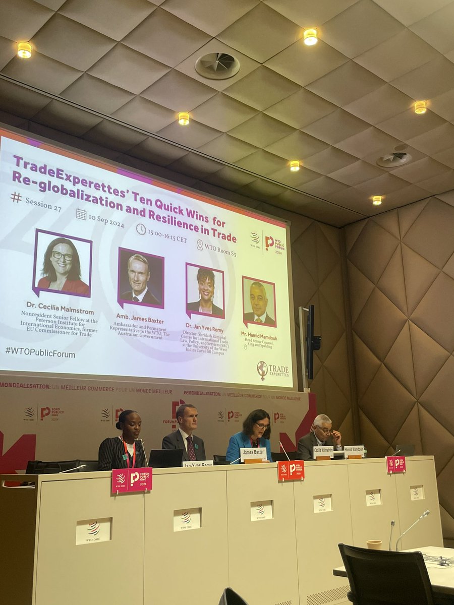 Elitsa Garnizova (@egarnizova) on Twitter photo Thought Leadership of <a href="/TradeExperettes/">TradeExperettes</a> at work! A stellar panel to celebrate the 10 quick wins and theme of the #WTOPublicForum. <a href="/MalmstromEU/">Cecilia Malmström</a> asking challenging questions from the start. <a href="/Luciangal2/">Jan Yves Remy</a> <a href="/AusWTO/">James Baxter</a> and Hamid Mamdouh! All are invited! Thought Leadership of <a href="/TradeExperettes/">TradeExperettes</a> at work! A stellar panel to celebrate the 10 quick wins and theme of the #WTOPublicForum. <a href="/MalmstromEU/">Cecilia Malmström</a> asking challenging questions from the start. <a href="/Luciangal2/">Jan Yves Remy</a> <a href="/AusWTO/">James Baxter</a> and Hamid Mamdouh! All are invited!