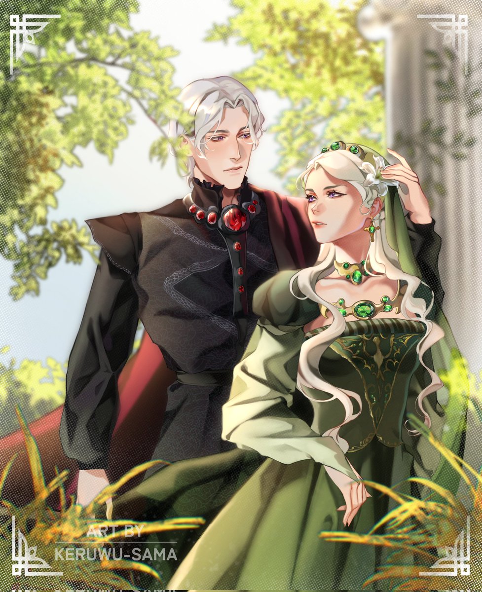 A sad love story has already been written in my head, where Jaehaera and Aegon can only exchange longing glances and rare, accidental touches. One day he found the princess in the garden and placed a lily, the flower of fidelity, on her tiara...
#HouseOfTheDragon #HOTD
