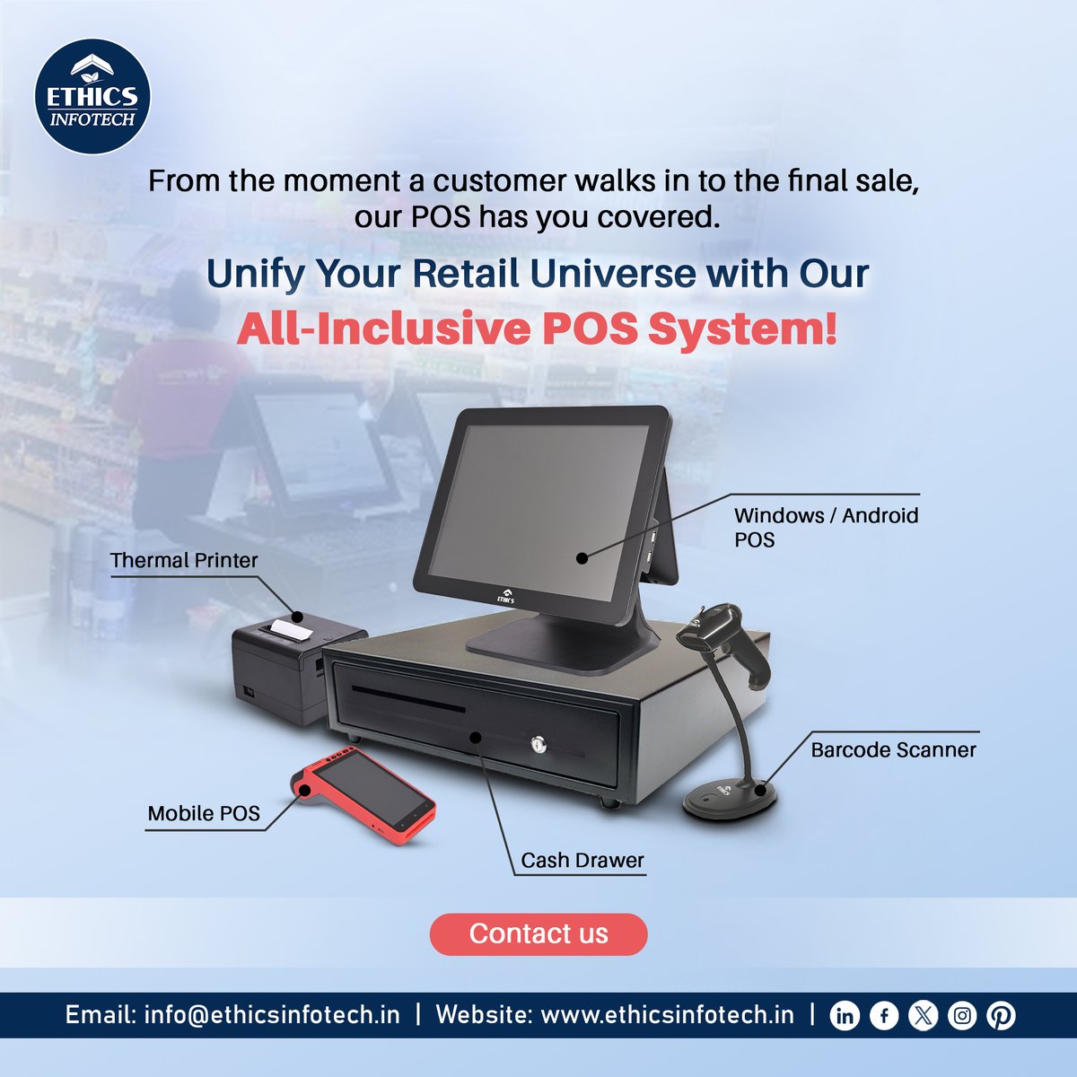 InfotechEthics's tweet image. Your business deserves a POS system that can keep up! Our POS System is designed to evolve with your needs, offering seamless integration, unparalleled efficiency, and powerful insights. 

Contact us to know more ethicsinfotech.in/contact-us.

#androidpos #androidposmachine