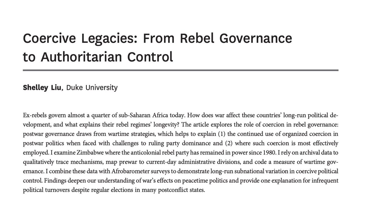 Shelley Liu (@shelley_x_liu) on Twitter photo Excited that "Coercive Legacies: From Rebel Governance to Authoritarian Control" is finally out with an *issue number* <a href="/The_JOP/">Journal of Politics @jop@sciences.social</a>! đ Access the article here: doi.org/10.1086/729947 + thread on the paper/argument below. Excited that "Coercive Legacies: From Rebel Governance to Authoritarian Control" is finally out with an *issue number* <a href="/The_JOP/">Journal of Politics @jop@sciences.social</a>! đ Access the article here: doi.org/10.1086/729947 + thread on the paper/argument below.
