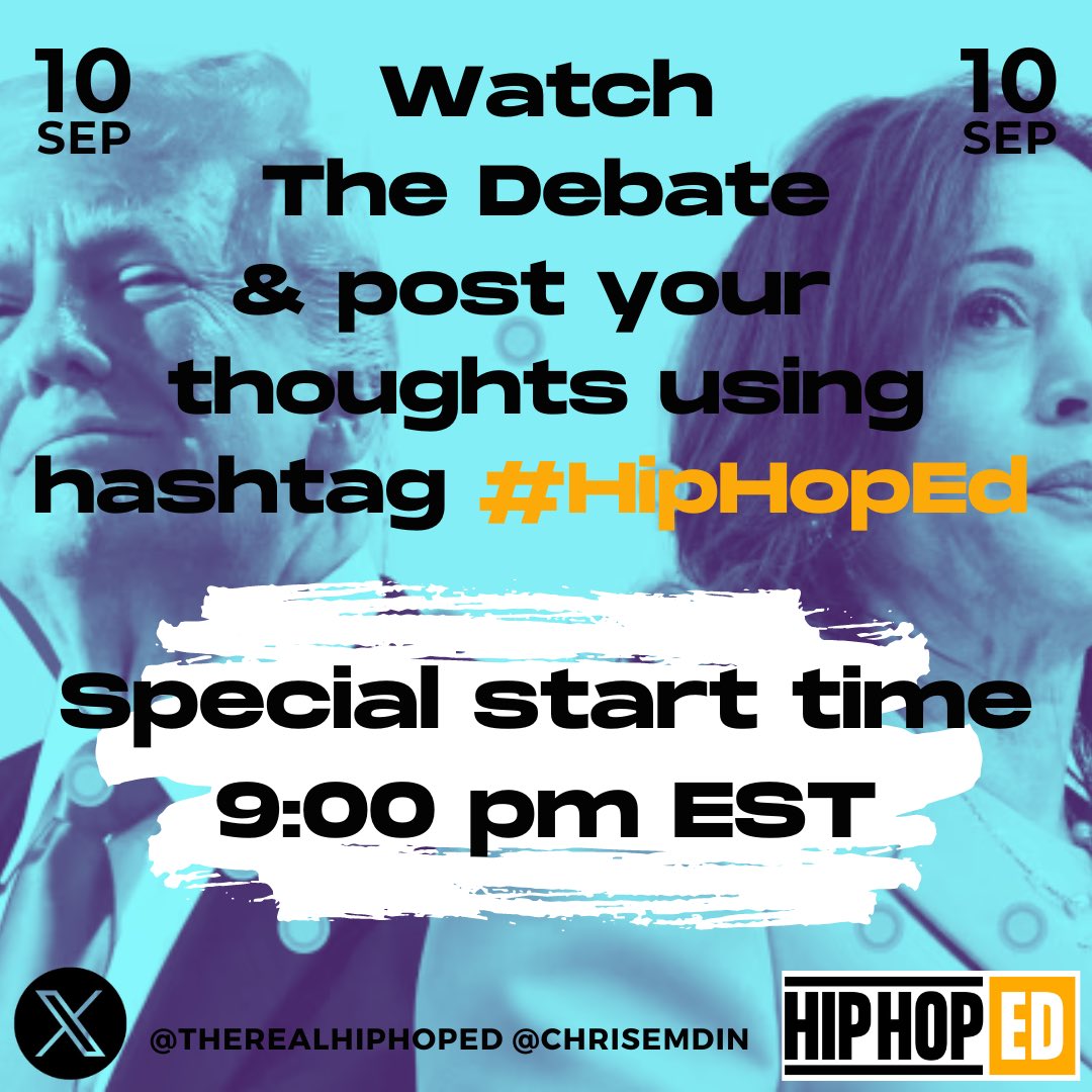 Special #HipHopEd Tonight at 9:00 pm EST Join our conversation during the debate by posting your thoughts and remember to use the hashtag #HipHopEd (No SPACES this week)