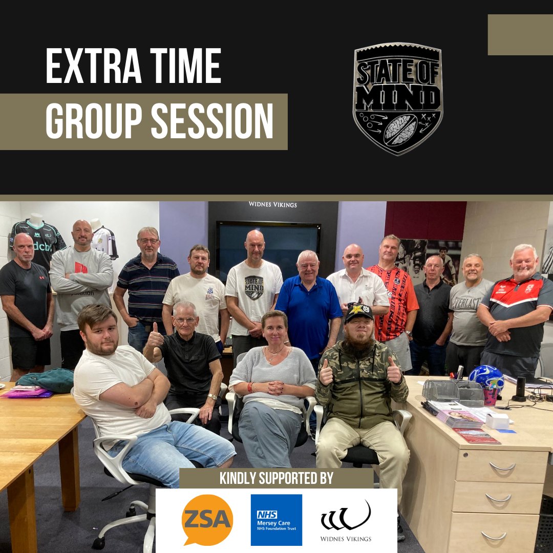 State of Mind (@stateofmindsprt) on Twitter photo ๐ง ๐ซ Prioritise your mental fitness this #WorldSuicidePreventionDay by coming along to tonight's Extra Time Group session at <a href="/WidnesRL/">Widnes Vikings</a>'s DCBL Stadium!
Men are invited to join us at 6:30pm - we'll see you there ๐
๐ค Kindly supported by <a href="/Zer0Suicide/">Zero Suicide Alliance</a> & <a href="/Mersey_Care/">Mersey Care NHS FT ๐ณ๏ธโ๐</a> ๐ง ๐ซ Prioritise your mental fitness this #WorldSuicidePreventionDay by coming along to tonight's Extra Time Group session at <a href="/WidnesRL/">Widnes Vikings</a>'s DCBL Stadium!
Men are invited to join us at 6:30pm - we'll see you there ๐
๐ค Kindly supported by <a href="/Zer0Suicide/">Zero Suicide Alliance</a> & <a href="/Mersey_Care/">Mersey Care NHS FT ๐ณ๏ธโ๐</a>